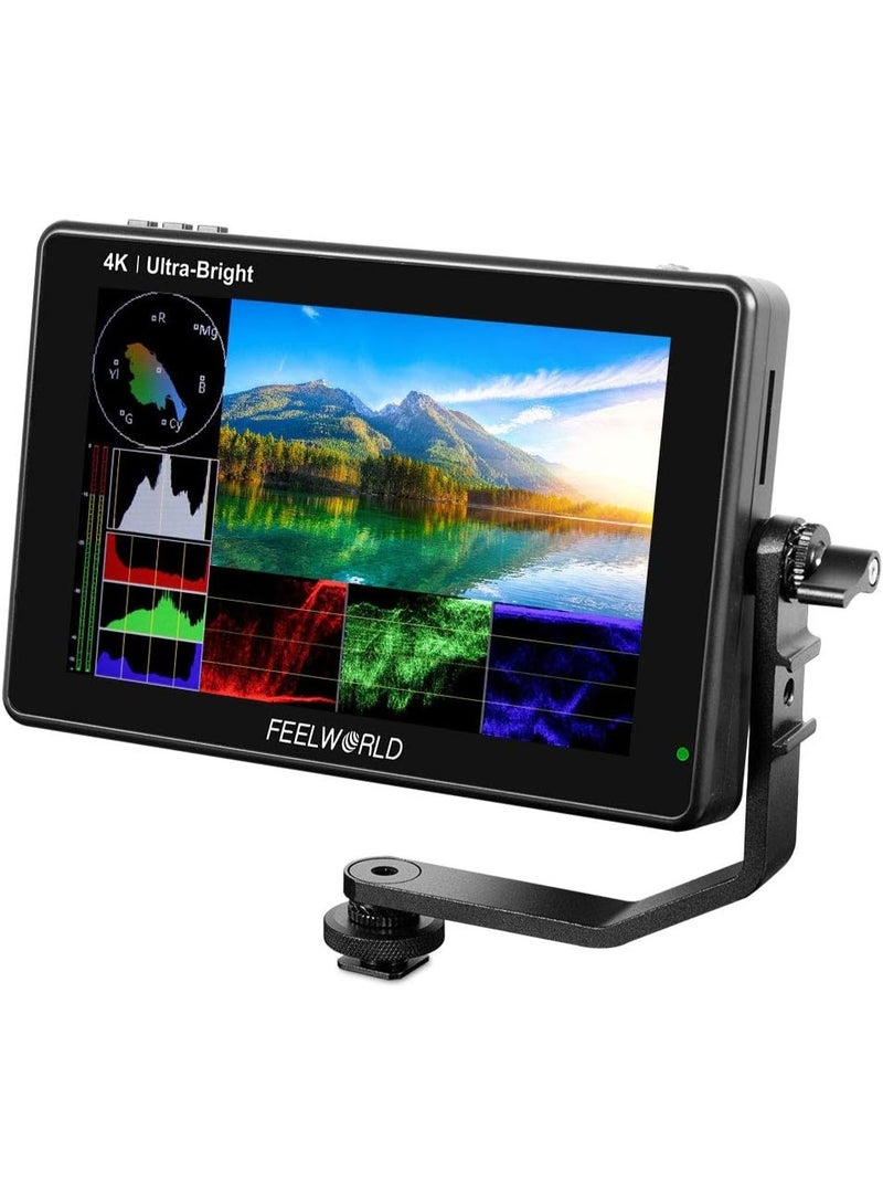 فيل وورلد شاشة مراقبة ميدانية لكاميرات DSLR FEELWORLD LUT7S PRO مقاس 7 بوصات بسطوع فائق 2200 شمعة، مزودة بشاشة لمس ودعم 3D LUT وHDR مع خاصية شكل الموجة (Waveform)، تدعم إدخال وإخراج 4K عبر HDMI و3G-SDI، بدقة ‎1920×1200‎ ولوحة IPS، مع دعم طاقة خارجية F970 وحزمة تركيب. - Image 1